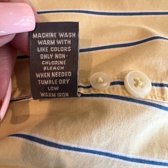 Abercrombie & Fitch Button Down Muscle Shirt Long Sleeve Yellow stripe, Size XXL - Picture 7 of 8